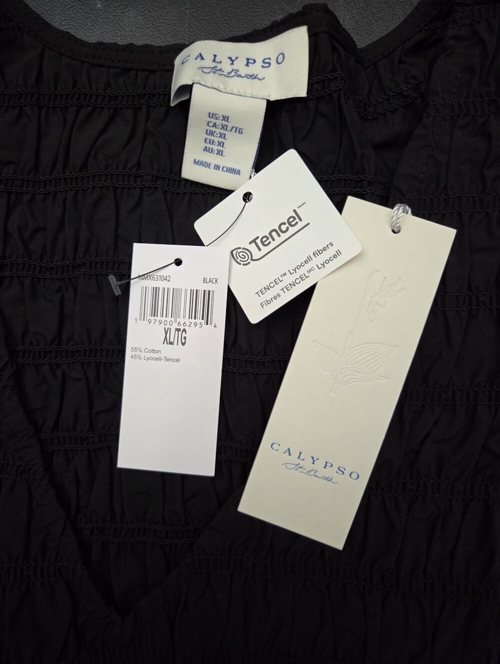 NWT-Calypso St. Barth Flutter Sleeve Eyelet Detail Cotton/Tencel Midi Dress- XL - Picture 7 of 16